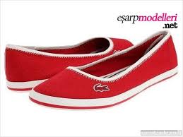 Kirmizi Lacoste Babet Modeli Girl Flats Shoes Red Shoes Flats Shoes