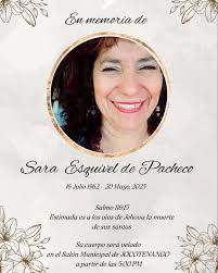NOTA DE DUELO Lamentamos el sensible fallecimiento de la vecina Jocoteca  cariñosamente llamada Sarita, nos unimos al dolor de su esposa hijas y  demás familia. Que Dios la tenga en su gloria.20/05/2025