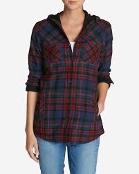 Women 39 S Stine 39 S Favorite Flannel Hooded Shirt Jacket Eddie Bauer Hooded Shirt Shirt Jacket Women S Plaid Shirt
