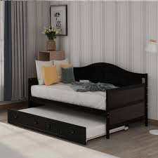 Functioning as a sofa, bed, and storage all in one, the frances sofa is a convenient addition to any living room. Boyel Living Espresso Twin Wooden Daybed With Trundle Bed Sofa Bed For Bedroom Living Room Ly Wf192861aap The Home Depot