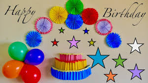 Birthday wall decoration at home. Birthday Decoration Ideas At Home Diy Room Ideas Paper Wall Decor Simple Birthday Party Ideas Youtube