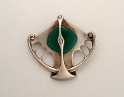 Historical Design I Theodor Fahrner Hermann Gradl Abstract Brooch Sterling With Chrysoprase Signed C 1905 Chrysoprase Brooch Historical Design