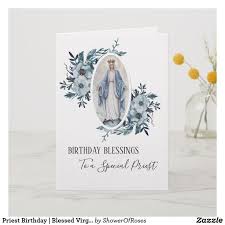 Birthday Card For Mother Mary Priest Birthday Blessed Virgin Mother Mary Card Zazzle Com In 2020 Birthday Blessings Catholic Birthday Card Happy Birthday Mother