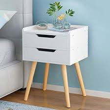 Maybe you would like to learn more about one of these? Vaiy White Bedside Table Solid Wood Legs Storage Box Locker Double Drawer Long Legs Simple Nightstand White Bedside Table Bedroom Storage Cabinets