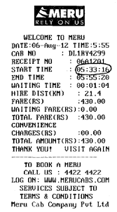 Bangalore Taxi Bill Format