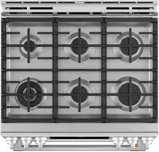 Café ranges take center stage in any modern kitchen with their unique finishes and customizable hardware. Cgs750p2ms1 Cafe 30 Slide In Front Control Convection Double Oven Gas Range With Wifi Connect And