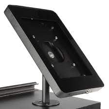 Ipad Counter Mount W Locking Enclosure Home Button Covered Black In 2021 Ipad Charger Ipad Mount Ipad Office