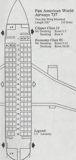 Vintage Airline Seat Map Pan Am Boeing 737 200 Frequently