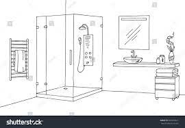 The following colors of bathroom trends 2020 will change your perspective on interior design trends 2020. Bathroom Graphic Interior Black White Sketch Illustration Vector Interior Design Sketches Interior Design Drawings Drawing Interior