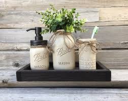 Rustic Bathroom Decor Mason Jar Bathroom Set Bronzebathroom Etsy