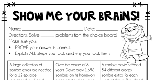 Zombie Word Problems Pdf Word Problems Math Choice Boards Story Problems