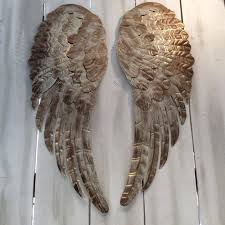Large Metal Angel Wings Wall Decor Distressed Gold Ivory Etsy Angel Wings Wall Decor Angel Wings Decor Angel Wings Wall