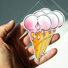 Melting Peach Ice Cream SOFT ICE PORN Stickers Set of 3 - Etsy