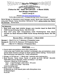 Bacaan doa niat puasa ayyamul bidh, tulisan latin, dan artinya. Warta Minggu 29 Februari 1 Maret 2020 Gereja Katolik Keluarga Kudus