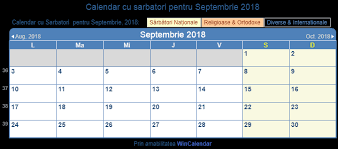 Calendar creștin ortodox » calendar creştin ortodox 2018. Calendar Septembrie 2018 Cu SÄrbÄtorile NaÈionale Romania