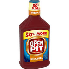 Barbecue sauce is a liquid condiment made from tomato purée, mustard, vinegar, brown sugar and spices. Open Pit Blue Label Original Barbecue Sauce Value Size 42 Oz Walmart Com Walmart Com