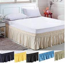 elastic bed skirt dust ruffle easy fit any size king ca k queen full twin bedskirt adjustable beds diy bed skirt