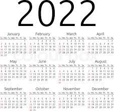 Simple 2022 Year Calendar Week Starts Stock Vector Colourbox