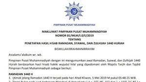 Muhammadiyah tetapkan awal puasa ramadan jatuh 24 april 2020. Maklumat Pp Muhamaddiyah Awal Puasa Tahun Ini Mulai 6 Mei Lebaran 5 Juni 2019 Tribun Jateng