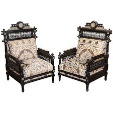 Antique Middle Eastern Syrian Moorish Black Armchairs Armchair Black Armchair Ottoman Furniture