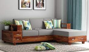Buy Solace L Shaped Wooden Sofa Walnut Finish Online In India Wooden Street Wooden Sofa Designs Corner Sofa Design Living Room Sofa Design