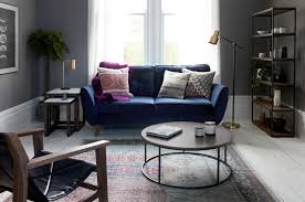 Curved sofa has a modern look, which means that decorating your living room will also be modern for example, a black sofa will be highlighted in a white room, or stand yellow sofa in a blue room. Colour Schemes And Ideas To Go With Your Blue Sofa Houzz Uk