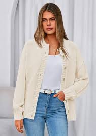 Prettygarden Women's Winter Cardigan Sweaters Trendy Chunky Knit Long Sleeve Button Up Casual Warm Fall Jackets Coats - Beige / XL