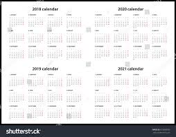 Simple Calendar 2018 2019 2020 2021 Stock Vector Royalty Free 673998793