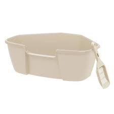 Iris Large Corner Litter Box With Scoop Almond At Lowes Com