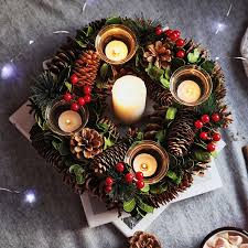 Rustic Decor Wreath Home Candle Holder Christmas Centerpiece Table Decor Natal Christmas Candle Ring Winter Decoration Wreaths Wreaths Garlands Aliexpress