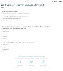 Quiz Worksheet Figurative Language In Fahrenheit 451 Study Com