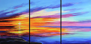 Modern palette knife, heavy textured art. Ocean Sunset Paintings Fine Art America