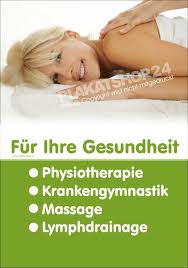 Werbeplakat Physiotherapie Krankengymnastik Massage Lymphdrainage Krankengymnastik Physiotherapie Massage
