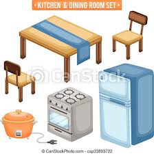 This gallery showcases beautiful formal dining room ideas you can use for your own room designs. Kitchen And Dining Room Items Canstock