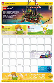 March 2021 calendar with holidays available for print or download. Lego April 2020 Store Calendar Promotions Events The Brick Fan