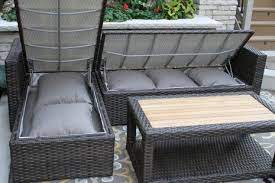 Tna7900 B Brown Wicker Teak 3pc Sectional Sofa Set With Waterproof Storage Patio Sofa Set Patio Cushion Storage Waterproof Outdoor Furniture