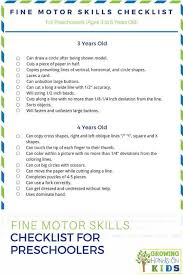 Fine Motor Skills Checklist For Preschoolers Ages 3 5 Perfect For Home Classroom Or Therap Preschool Fine Motor Skills Preschool Lessons Preschool Checklist