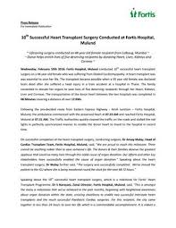 10th Successful Heart Transplant Surgery Conducted At Fortis Hospital Mulund By Fortishealthcare Issuu Heart transplant panel defines new system of organ allocation.