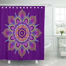 The sun shower curtain is available in an array of pretty colors, like bright yellow, hot pink, and black. Blue Simple Colorful Abstract Mandala On Purple Motive 10 Orange Shower Curtain 66x72inch 165x180cm Buy From 25 On Joom E Commerce Platform