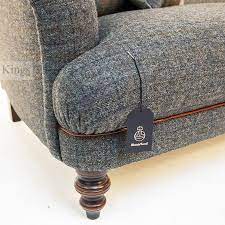tetrad harris tweed braemar sofa in winter check and chianti hide with golden globe black dining room chairs furniture upholstery redo furniture