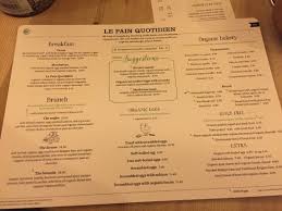 Le Pain Quotidien Sablon Menu Picture Of Le Pain Quotidien Brussels Tripadvisor