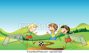 Finden sie mehr boy child sport cliparts Kinder Spielen Fussball Illustration Von Kindern Die Fussball Spielen Canstock