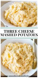Three Cheese Mashed Potatoes Recipe In 2020 Cheese Mashed Potatoes Cheesy Mashed Potatoes Creamy Cheesy Mashed Potatoes