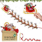 HOWAF Christmas Reindeer Bunting, Santa Sleigh Banner Christmas Garland  Bunting Hanging Christmas Party Decoration Winter Holiday New Year Xmas ...