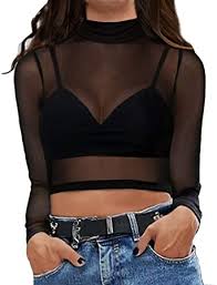 Zaful sheer crop top up to 30% off, free 30 day returns. Mangopop Women S Short Sleeve Long Sleeve Sheer Mesh Crop Tops Tee Shirt Blouse At Amazon Women S Clothing Store