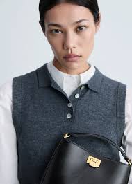 Mini shopper bag with metallic detail