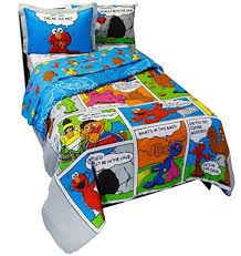 7pc Sesame Street Full Bedding Set Elmo Cookie Monster Comic Stip Comforter Sheets And Shams Full Bedding Sets Colorful Bedding Sets Vibrant Bedding