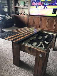 Black And Burnt Concealment Table Wood Diy Woodworking Projects Woodworking Projects Diy