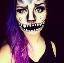 Cheshire Cat Halloween Makeup Blue And Purple Hair Cat Halloween Makeup Cheshire Cat Halloween Halloween Makeup