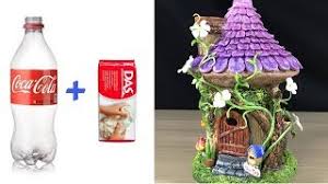 DIY Flowering vine Fairy House Lamp Using Plastic Bottles and Das clay